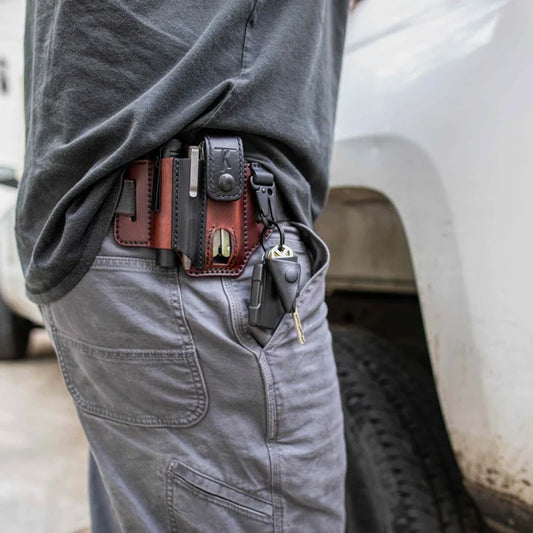 š2023-Christmas Hot SalešCowhide Leather Owl Buckle Tactical Multifunctional Belt Cover